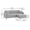 Convil Velvet L Shape 4 Seater  Sofa in Grey Color
