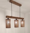 Casa 3 Series Brown Solid Wood Cluster Hanging Light