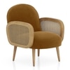 Arna Solid Wood Lounge Chair In Ochre Velvet