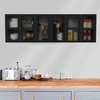Aluminium Black Profile 6 Fluted Glass Handless Shutters Wall Cabinet In Slate Grey Finish