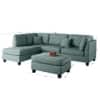 Nova 3 Seater L Shaped Sectional Sofa Right Chaise and Ottoman Blue