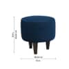 Doe Buck Velvet Round Ottoman Stool in Blue Colour with Wooden Legs