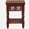 Nilaya Sheesham Wood Bedside Table in Honey Oak Finish with Drawer