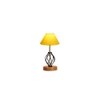 Kali Yellow cotton Table lamp with Wood & Iron Base
