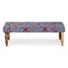 Cairo Solid Wood 2 Seater Bench In Bird Print Grey Kantha Fabric