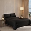 Stoa Paris Sateen Quilted King Size Bed Cover with 2 Pillow Covers (100 x 108) lted King Midnight Black