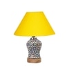 Devansh Conical Yellow Cotton Shade Lamp With Wood & Mosaic Glass Base For Decoration/Office/Home/Gifting/Study For Decoration/Office/Home/Gifting/Study -(10X10X14.5) Inches -A