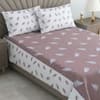 White And Plum Shade Floral  Cotton 400 Tc  Flat  Single Bed Size Bedsheet With 2 Pillow Covers