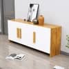 Hexa Red Multipurpose Storage Cabinet With 3 Door in Giant Wood And Frosty White Colour
