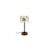 Maxton Multicolour Fabric Shade Table Lamp with Natural Wood & Iron Base