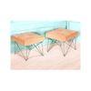 Asansol Sheesham Wood Accent Square Set of 2 Stools     in Melon Pink Cotton Velvet Upholstery