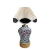 Devansh Vintage Multicolored Cotton Shade  Lamp With  Wood & Mosaic Glass Base For Decoration /Office/Home/Gifting/Study For Office/Home/Gifting -(12X12X16.5) Inches -