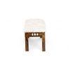 Milford Sheesham Wood Mid Century 3 Seater Bench In Beige Fabric
