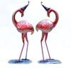 Desert Art Metal Handpainted Pink Duck Showpiece Set of 2