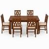 Globally Indian Prisha Solid Sheesham Wood 6 Seater Dining Table Set 6 Chairs Beige