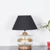 VARELLO Clear Glass Table Lamp with Gold Accent and Wood Base Black Shade