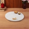 Marble Platter Plain White Round With Gold Foil Work Metal Flower Embedded