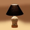 Devansh Conical Black Cotton Shade Lamp With Wood & Mosaic Glass Base For Decoration/Office/Home/Gifting/Study For Decoration/Office/Home/Gifting/Study -(10X10X14.5) Inches -A