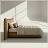 Elowen Softline King Size Bed in velvet With Oak wood Frame & Hydraulic Storage