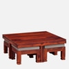 Sheesham Wood Coffee Table Set in Honey Oak Finish With Cushioned Stools