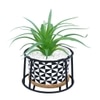 Highly Attractive Faux Plant With A Geometric Patterned Ceramic Pot In A Stand