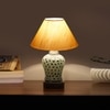 Devansh Conical Off White Cotton Shade Lamp With Wood & Mosaic Glass Base For Decoration/Office/Home/Gifting/Study For Decoration/Office/Home/Gifting/Study -(10X10X14.5) Inches -A