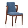 Dane Solid Wood Dining Table 6 Seater with 6 Harper Single Solid Wood Dining Chairs (Finish: Honey, Colour: Baltic Blue)