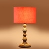 Devansh Orange Cotton Table Lamp With  Wood Natural Base (7X7X15.5 Inches)-5