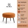 Doe Buck Luna Boucle Round Ottoman Stool in Rust Colour with Black Metal Legs