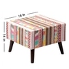 Hues Jacquard Wooden Stool in Multi Color