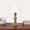 Devansh Off-White Cotton Vintage Straight Pleated   Lamp With Wood Base (12X19)