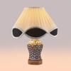 Devansh Multi Vintage Cotton Pleated Shade Lamp With Wood & Mosaic Glass Base For Decoration/Office/Home/Gifting/Study For Decoration/Office/Home/Gifting/Study