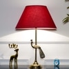 Torre Brass Finish Aluminium Table Lamp With Maroon Cotton Shade