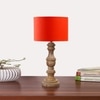 Devansh Orange Cotton Table Lamp With  Wood Natural Base (7X17.5 Inches)-5