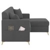 Convil Velvet L Shape 4 Seater Sofa in Dark Grey Color