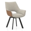 Casey Swivel Engineered Wood Dining Chair in White Colour - Set of 2