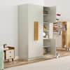 Hexa Red Wooden 4 Door Wardrobe with Hanging Space in Frosty White Colour