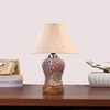 Devansh Off-White Cotton Shade Cross Pleated Lamp With Wood & Mosaic Glass Base For Decoration/Office/Home/Gifting/Study For Decoration/Office/Home/Gifting/Study