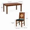Globally Indian Margaux Solid Sheesham Wood 6 Seater Dining Table Set 6 Chairs Teal Blue