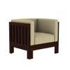 Prashiv 1 Seater Wooden Sofa (Creame Colour, Walnut Finish)
