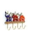 Metal Handpainted Red Elephant Key Holder with 4 Hooks