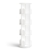 360° Rotating Bookshelf – 4 Tier Multi-Level Book Display and Storage Shelf, White Finish