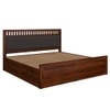 Vrinda Solid Wood King Size Bed In Hydraulic Storage Bed In Honey Oak Finish