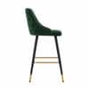 Doe Buck Upholstered Counter Height Bar Stool in Green Colour with Gold Accents
