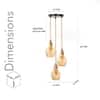 Alita 3 Light Amber Luster Glass Brass Edge Pendant Cluster
