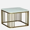 Metlax Square Metal Nesting Coffee Table Set Gold Finish White Porcelain Top Set Of 2