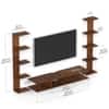 BLUEWUD Estoye Standard Engineering Wood Wall Mount TV Entertainment Unit Set Top Box Stand/TV Cabinet Panel with Shelves for Books & D�cor Display Unit, Ideal for 50� (Brown Maple)