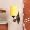 Devansh Metal Electric Wall Light in Antique Gold Colour with Yellow Shade Count of 1 Light