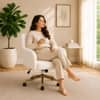 Doe Buck Lotsee Modern White Boucle Office Chair