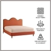 Solara Wave Luxe King Size Bed in velvet With Oak wood Frame & Hydraulic Storage
